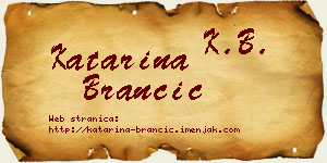 Katarina Brančić vizit kartica